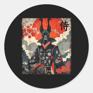 Japanese Samurai Great Dane Tattoo Kawaii Ukiyo-e  Classic Round Sticker