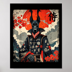 Japanese Samurai Great Dane Tattoo Kawaii Ukiyo-e  Poster