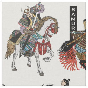 Japanese samurai horseman fabric