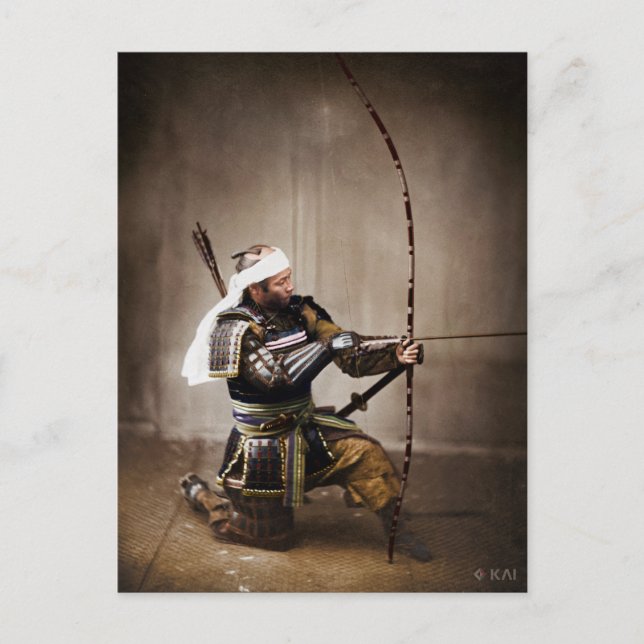 Japanese Samurai in Armour with Bow Postcard (Front)