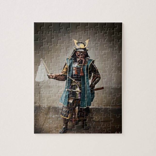 Japanese Samurai in Commander Armour Jigsaw Puzzle (Vertical)