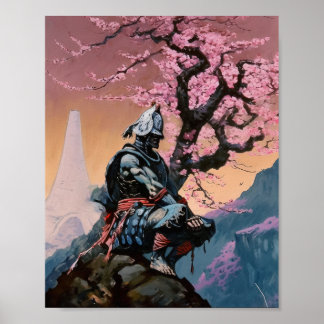 Japanese Samurai Meditating Poster