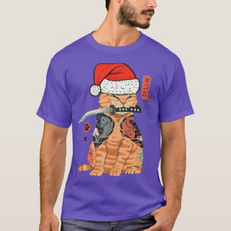 Japanese Samurai Ninja Cat Christmas Kawaii Tattoo T-Shirt