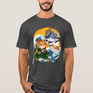 Japanese Samurai Ninja Cat Kawaii Graphic T-Shirt
