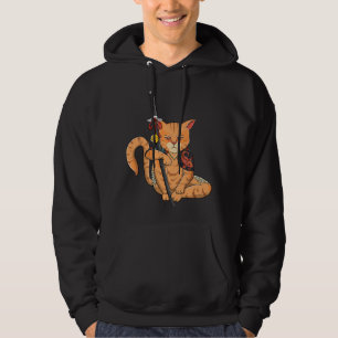 Japanese Samurai Ninja Cat Kawaii Tattoo Graphic P Hoodie