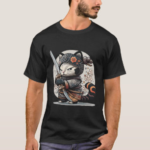 Japanese Samurai Ninja Cat Kawaii Tattoo T-Shirt