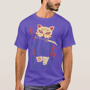 Japanese Samurai Ninja Cat Kitsune Mask  T-Shirt