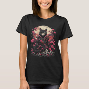 Japanese Samurai Ninja Cat Retro Tattoo Graphic 13 T-Shirt