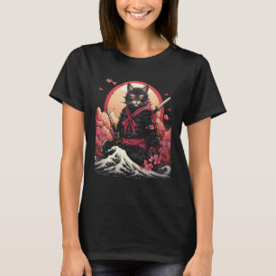 Japanese Samurai Ninja Cat Retro Tattoo Graphic 26 T-Shirt