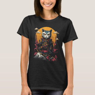 Japanese Samurai Ninja Cat Retro Tattoo Graphic 29 T-Shirt