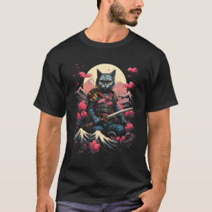 Japanese Samurai Ninja Cat Retro Tattoo Graphic # T-Shirt