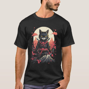 Japanese Samurai Ninja Cat Retro Tattoo Graphic # T-Shirt