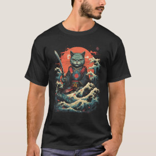 Japanese Samurai Ninja Cat Retro Tattoo Graphic # T-Shirt