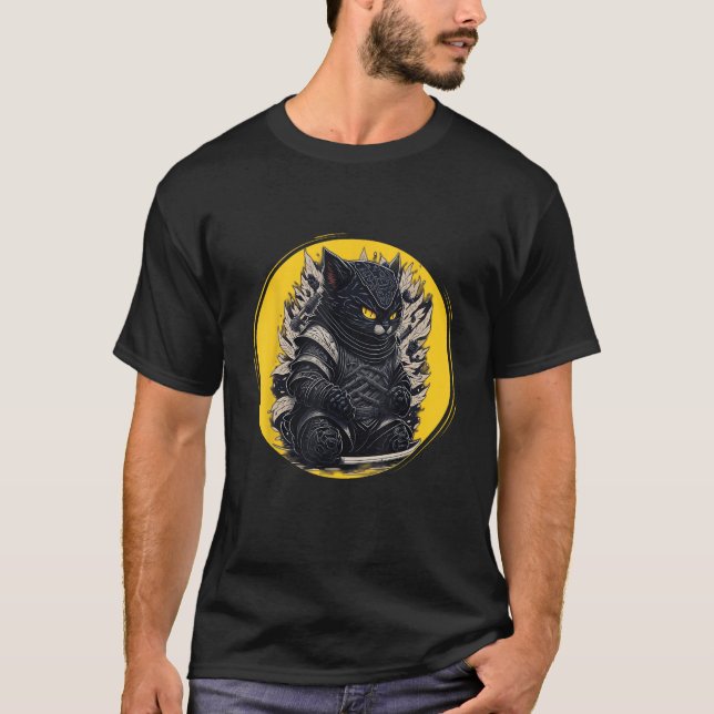 Japanese Samurai Ninja Cat T-Shirt (Front)