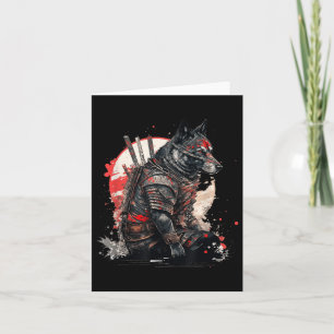 Japanese Samurai Ninja Dog Kawaii Tattoo Graphic Card