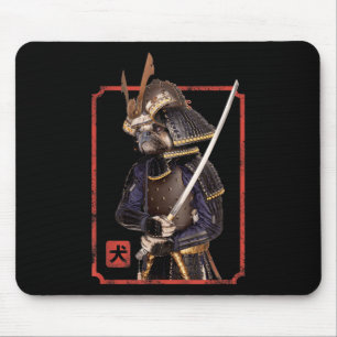 Japanese Samurai Ninja Pug Dog Lover Kawaii Tattoo Mouse Mat