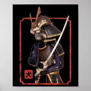 Japanese Samurai Ninja Pug Dog Lover Kawaii Tattoo Poster