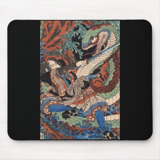 Japanese Samurai Painting c. 1800's Mouse Mat (Front)