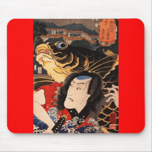 Japanese Samurai Painting c. 1800's Mouse Mat