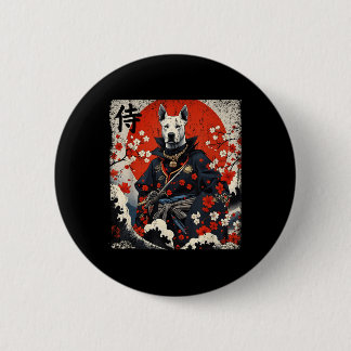 Japanese Samurai Pitbull Tattoo Kawaii Ukiyo-e Nin 6 Cm Round Badge
