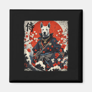Japanese Samurai Pitbull Tattoo Kawaii Ukiyo-e Nin Magnet