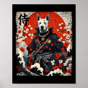 Japanese Samurai Pitbull Tattoo Kawaii Ukiyo-e Nin Poster