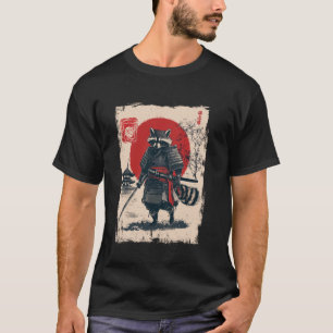 Japanese Samurai Racoon with Katana Warrior Japan T-Shirt