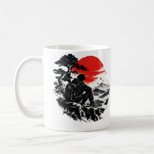 Japanese Samurai Rising Sun Coffee Mug Aesthetic