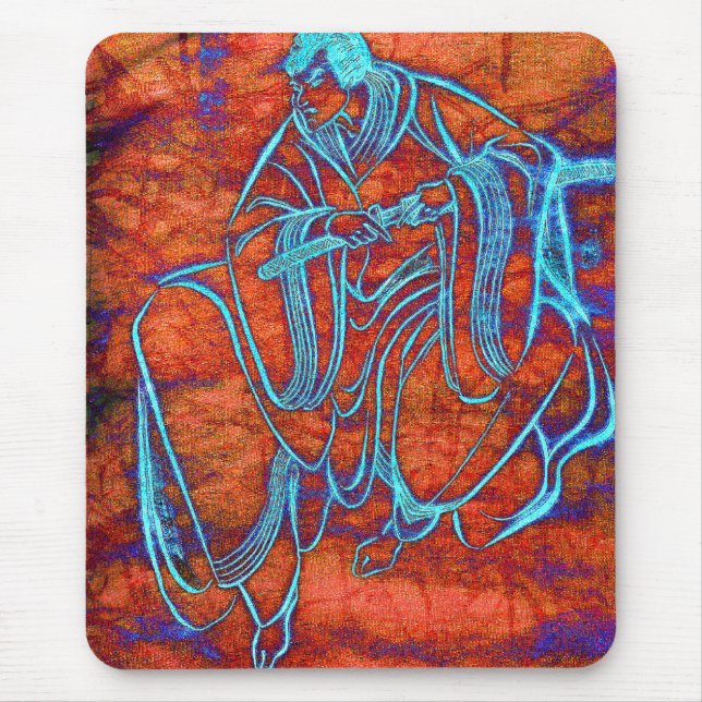 Japanese Samurai Swordsman Fine Art Mousepad (Front)