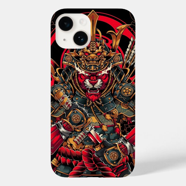 Japanese Samurai, Tiger Samurai, katana Case-Mate iPhone Case (Back)