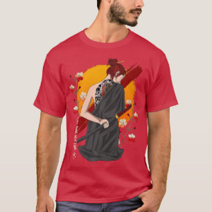 Japanese Samurai Vintage Sakura Cherry Blossom Kat T-Shirt