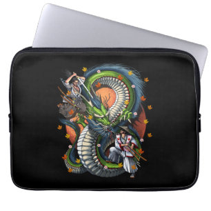 Japanese Samurai vs Dragon Laptop Sleeve