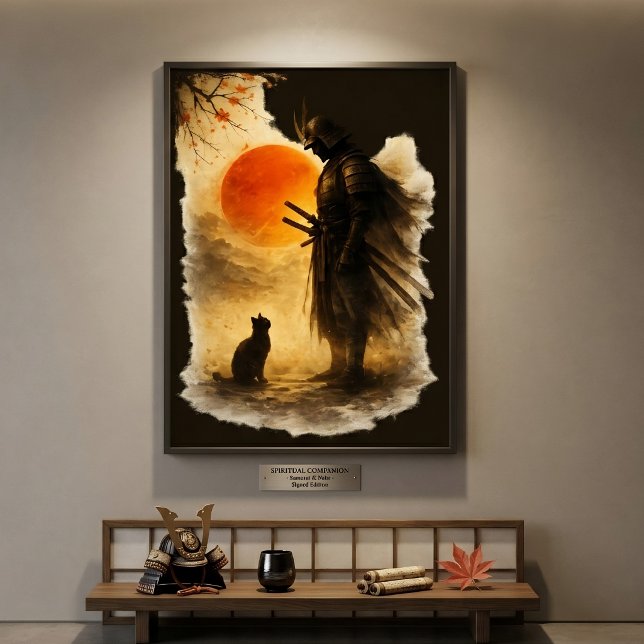 Japanese Samurai Warrior & Black Cat Under Blood  Poster (Creator Uploaded)