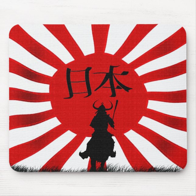 Japanese Samurai Warrior Flag Art Mouse Mat (Front)