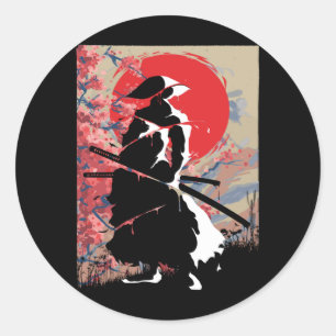 Japanese Samurai Warrior Japan Bushido Swordsman Classic Round Sticker