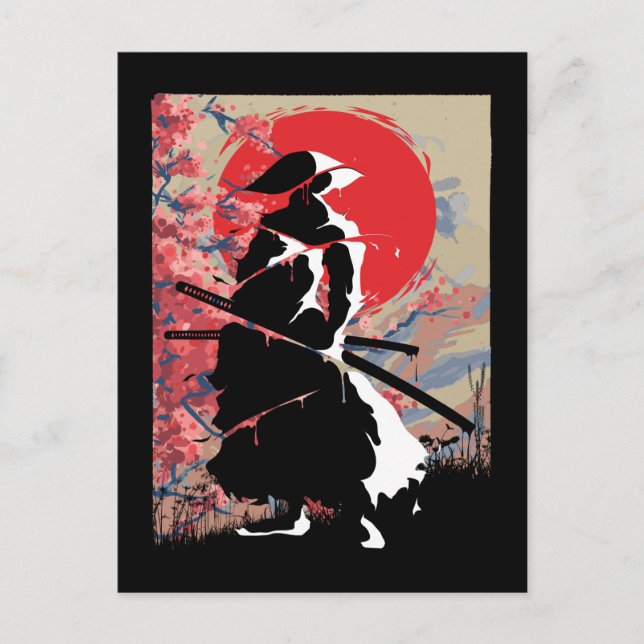 Japanese Samurai Warrior Japan Bushido Swordsman Postcard (Front)