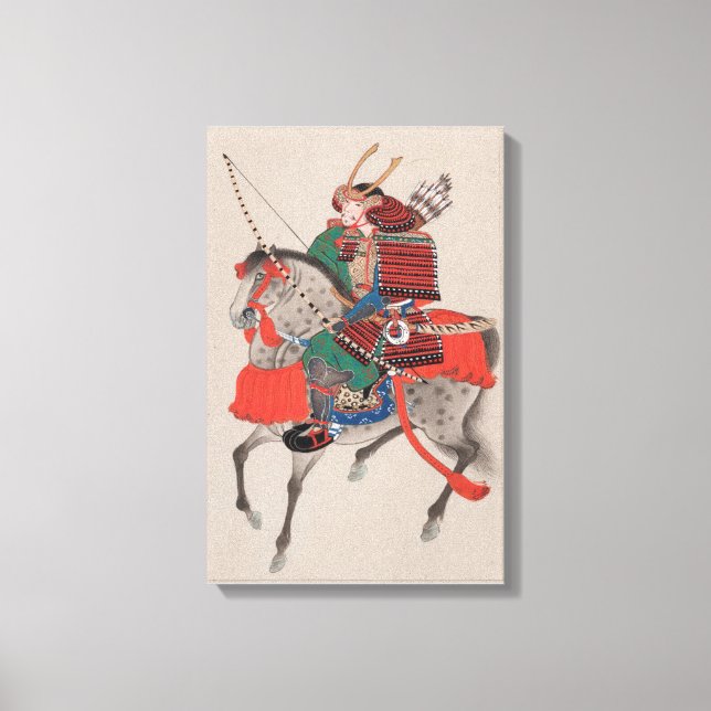 Japanese Samurai Warrior on Horse Print Canvas Art (Front)