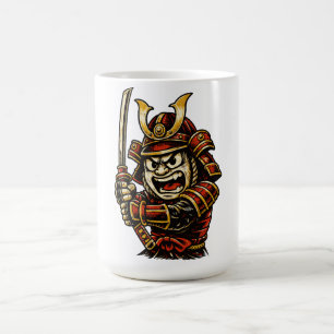 Japanese Samurai Warrior Red Armor Cartoon Art Coffee Mug