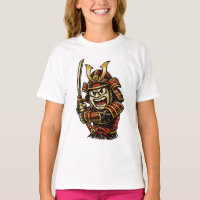 Japanese Samurai Warrior Red Armor Cartoon Art