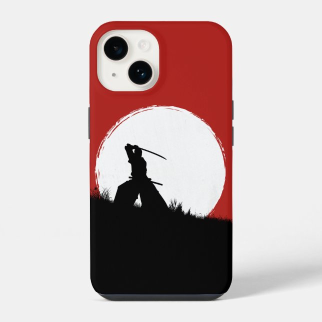 Japanese Samurai Warrior Silhouette Sun Phone Case (Back)