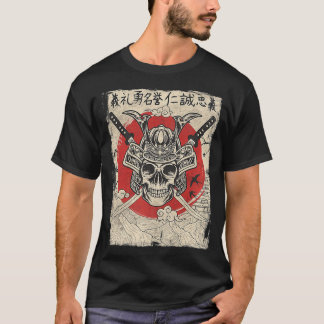 Japanese Samurai Warrior swordsman Oni Mask  gift  T-Shirt