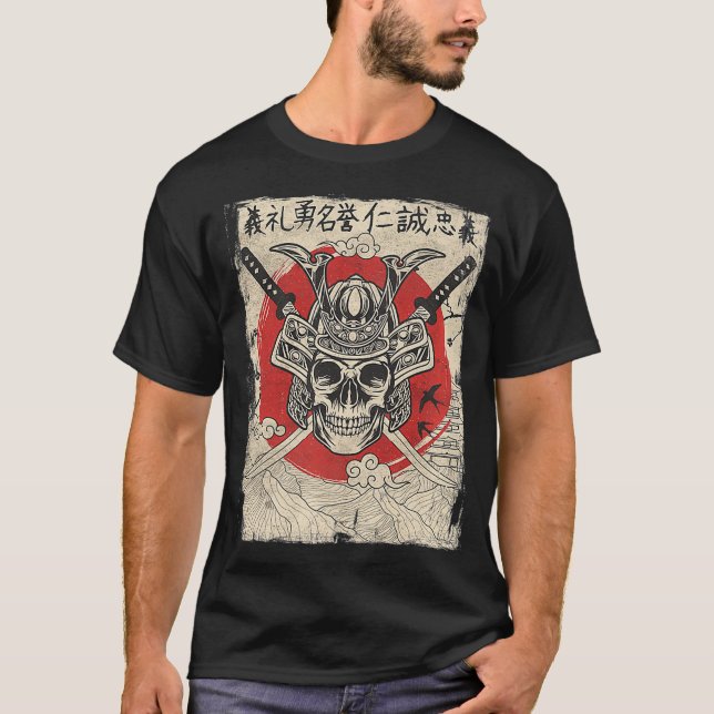 Japanese Samurai Warrior swordsman Oni Mask  gift  T-Shirt (Front)