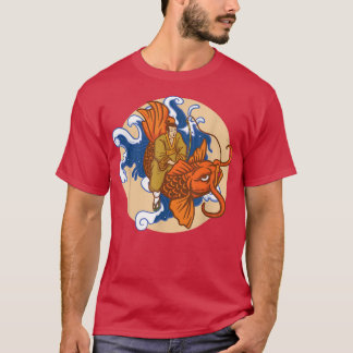 Japanese Samurai Wave Goldfish Orange Carp Fish Ko T-Shirt
