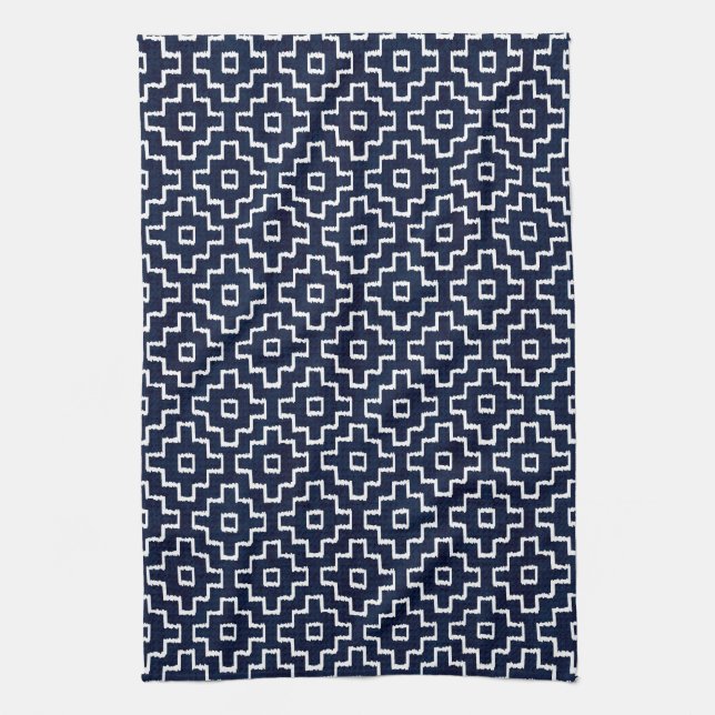 Japanese Sashiko Indigo Pattern Gift Tea Towel (Vertical)