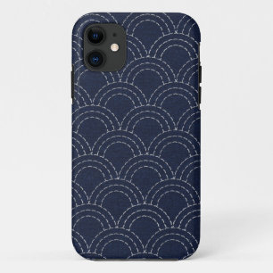 Japanese sashiko ocean waves iPhone 11 case