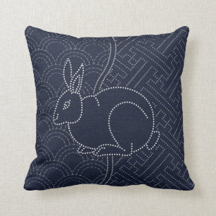 Japanese sashiko rabbit cushion