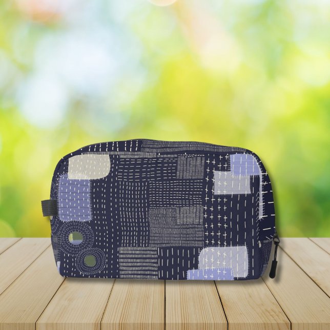 Japanese sashiko stiches resembling pattern dopp kit (Creator Uploaded)