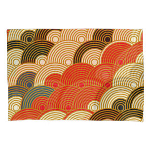 Japanese Scales Waves: Red Gold. Pillowcase