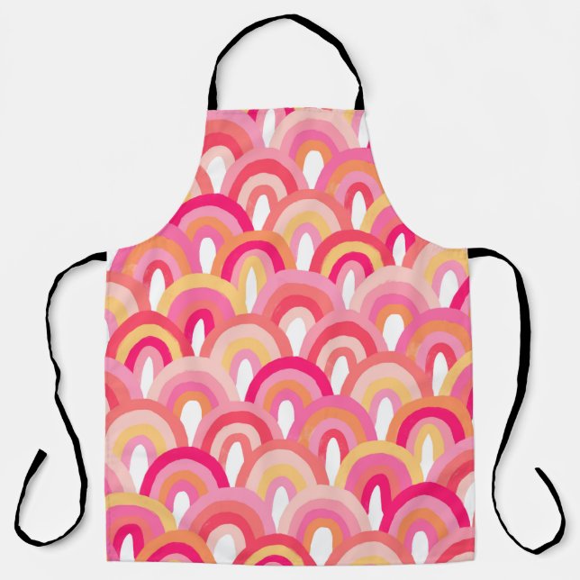 Japanese scallops seamless pattern, colourful rain apron (Front)