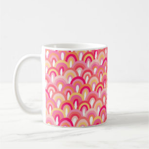 Japanese scallops seamless pattern, colourful rain coffee mug